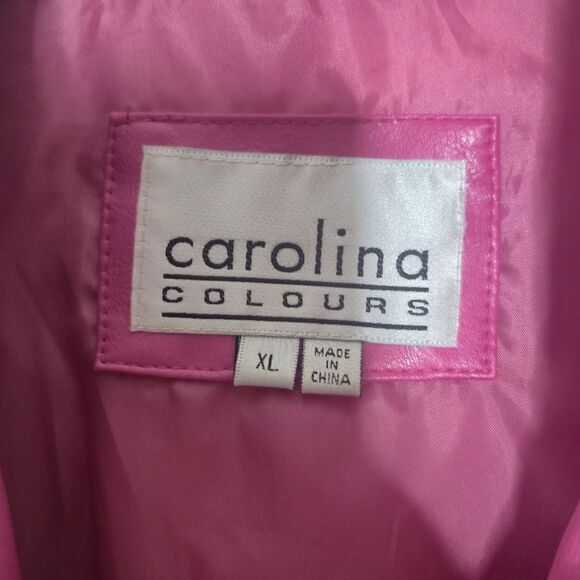 Vintage Carolina Colours Pink Faux Leather Blazer Jacket Barbie Size XL - Picture 3 of 4